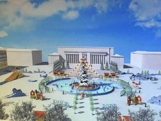 Каток на Театральной площади Кирова зальют вокруг новогодней елки
