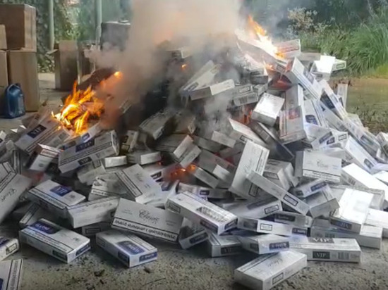 Сочинские полицейские сожгли 27 тысяч пачек контрафактных сигарет почти на 3 миллиона
