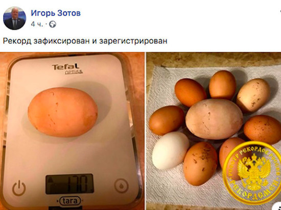 Экс- депутат Зотов, однажды застрявший в танке, похвалился гигантским яйцом