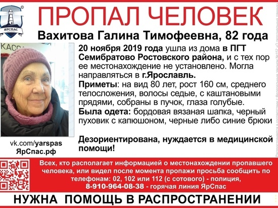 В Ярославской области пропала 80-летняя воспитательница детского сада