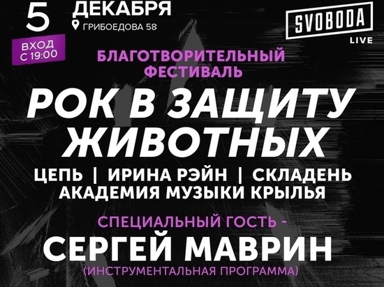 В Рязани на рок-фестивале в защиту животных выступит Сергей Маврин