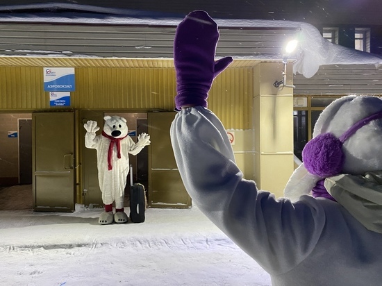 Белый Мишка приехал в Ноябрьск на открытие ледового городка