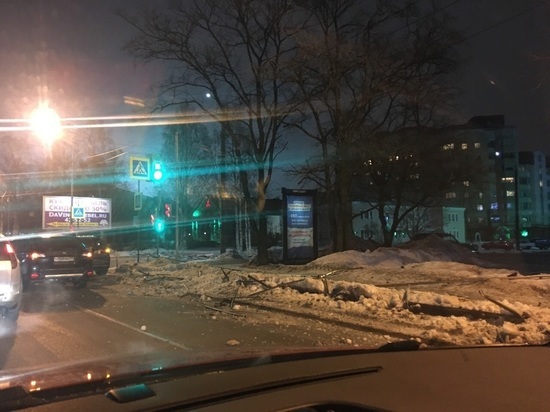 Машина начисто снесла леерное ограждение в центре Архангельска