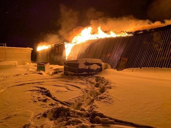 Крупный пожар в ангаре с техникой произошел в Тарко-Сале