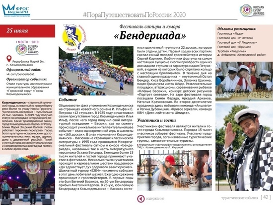 Фестиваль «Бендериада» включен в сборник туристических событий России