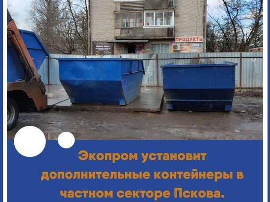 Пять контейнеров для мусора поставили в частном секторе Пскова