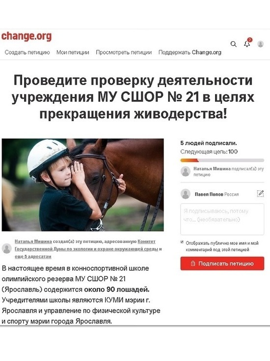 Жители Ярославля просят спасти лошадей конноспортивной школы