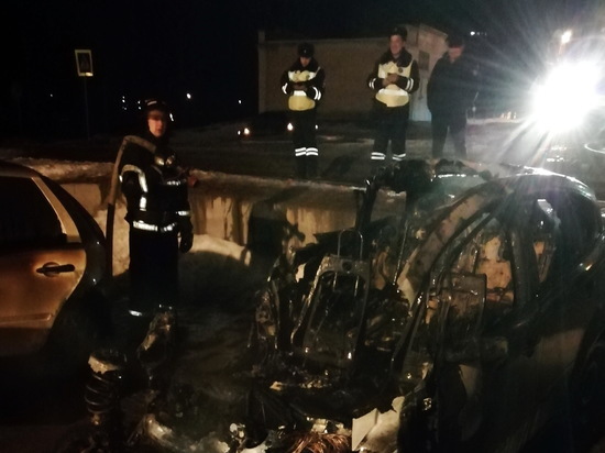 Один автомобиль сгорел, два пострадали в ночном пожаре в Чебоксарах