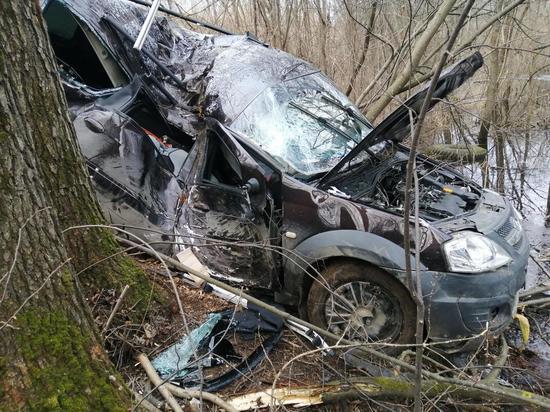 В Чувашии «Ларгус» вылетел в кювет и врезался в дерево