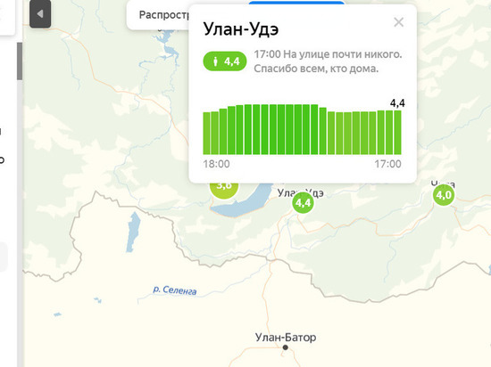 Жители Улан-Удэ продолжают проявлять высокий уровень самоизолированности