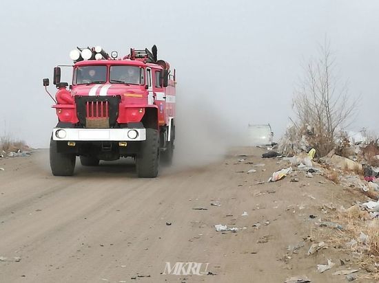 Пожарные тушат мусор около Застепи