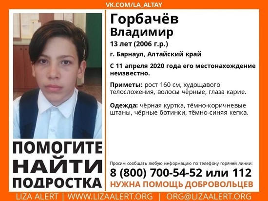 13-летний подросток пропал в Алтайском крае
