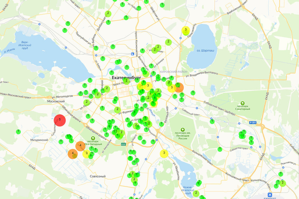 Карта распространения коронавируса в екатеринбурге на сегодня по улицам и домам роспотребнадзор