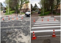 После зимнего периода в Серпухове начались работы по обновлению дорожной разметки на дорогах