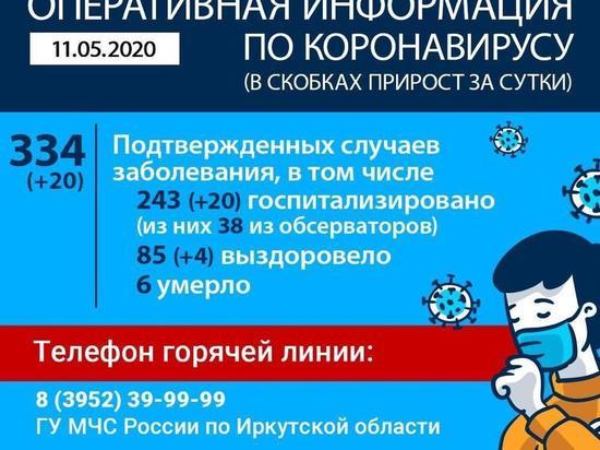 334 случая коронавируса зарегистрировали в Иркутской области