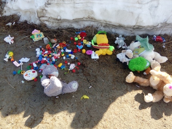 Жители Салехарда устроили свалку из детских игрушек на берегу реки