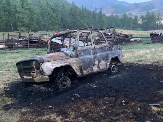 В Туве на чабанской стоянке обнаружен сгоревший УАЗ с трупом