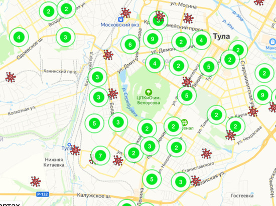 Новые адреса больных коронавирусом туляков опубликовали на интерактивной карте