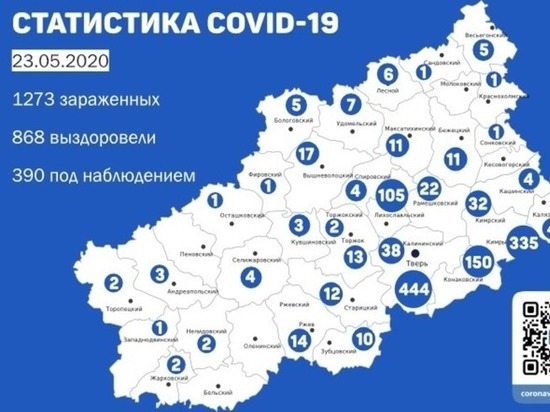 Стало известно, в каких районах Тверской области зарегистрировали новые случаи заражения COVID-19