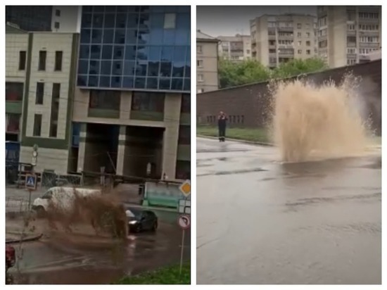 В Новосибирске во время порыва теплоцентрали забил грязевой гейзер
