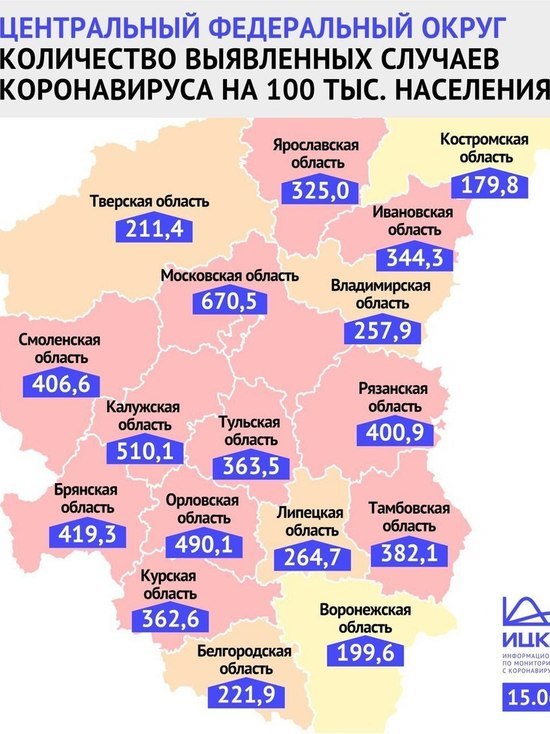 В Ярославской области 325 человек на 100 тыс. болеет коронавирусом