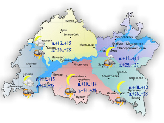 В Татарстане 17 июня ожидаются грозы при +29