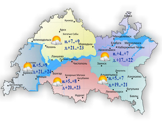 В Татарстане 23 июня воздух прогреется до +24˚