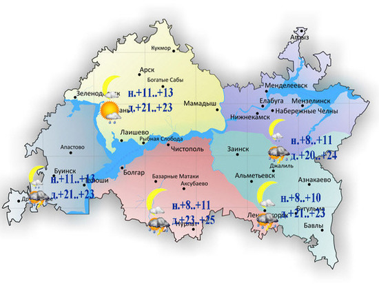 В Татарстане 24 июня в некоторых районах ожидается град