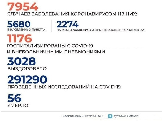 Еще 212 случаев коронавируса выявили в ЯНАО