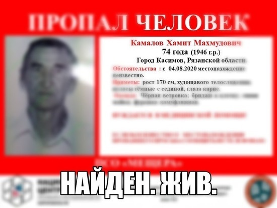 Пропавшего в Касимове пенсионера нашли живым