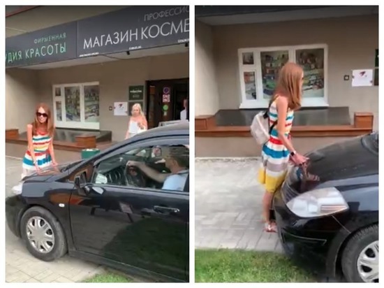 В Новосибирске машина заехала на тротуар и прокатила пешеходов на капоте