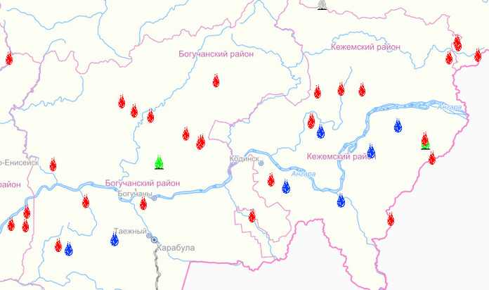 Карта пожаров богучанский район