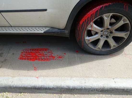 Рабочие испачкали краской припаркованный автомобиль в Алтайском крае