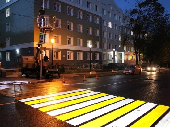 В Калуге создали первый проекционный пешеходный переход