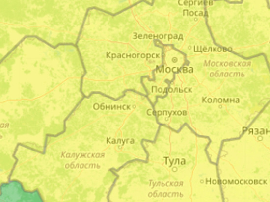 В Калужской области объявлен желтый уровень опасности погоды