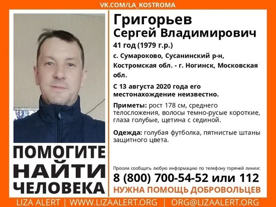 В Костромском регионе пропал московский гость, его ищут...
