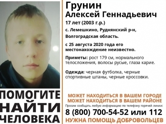 В Волгоградской области три недели не могут найти 17-летнего парня