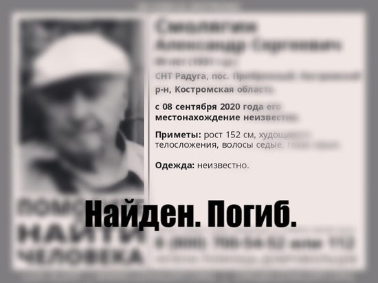 Плохие новости от костромских поисковиков: пропавший неделю назад пенсионер найден мёртвым