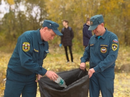 Сотрудники МЧС из Алтайского края устроили уборку леса