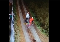 На видео видно, как женщина идет с коляской, в которой находится ребенок, а рядом идет девочка