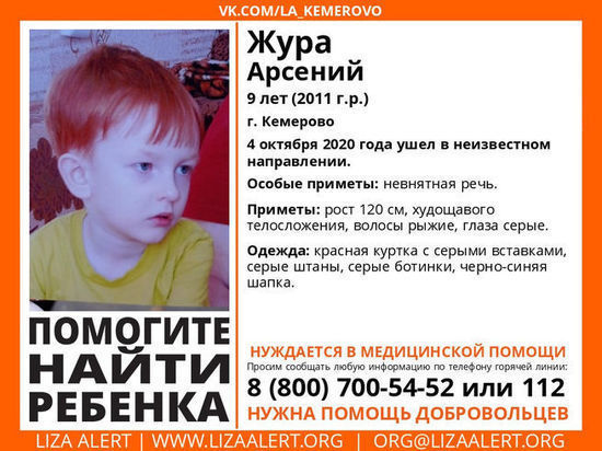 В Кемерове пропал 9-летний мальчик