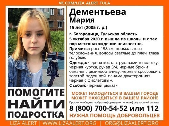 Версия: пропавшая девочка из Богородицка  могла подстроить свое исчезновение