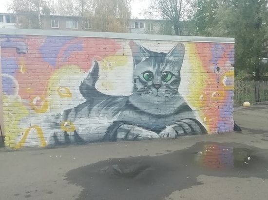В Дзержинском районе Ярославля появился нарисованный кот