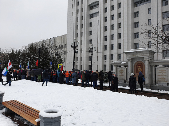Укороченным маршрутом прошли митингующие в Хабаровске
