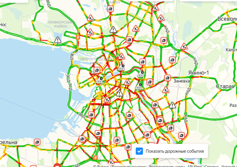 Пробки колпино в реальном времени карта