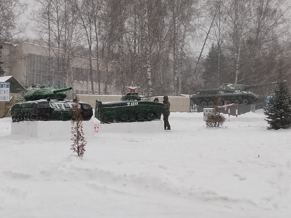 В Новосибирске курсанты НВВКУ устроили выставку снежных скульптур
