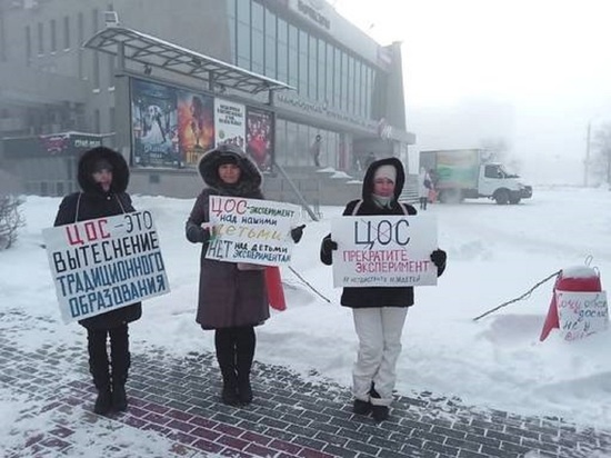 Барнаульские родители, несмотря на мороз, вышли на митинг против «удаленки»