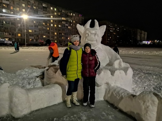 В Рыбинске слепили еще одну снежную корову