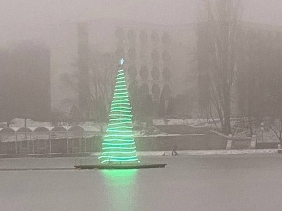 В Железноводске в центре Курортного озера установили елку