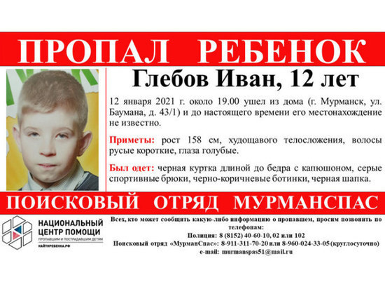 В Мурманске ищут пропавшего 12-летнего мальчика